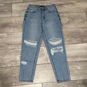 Missguided Light Blue Distressed Boyfriend Jeans